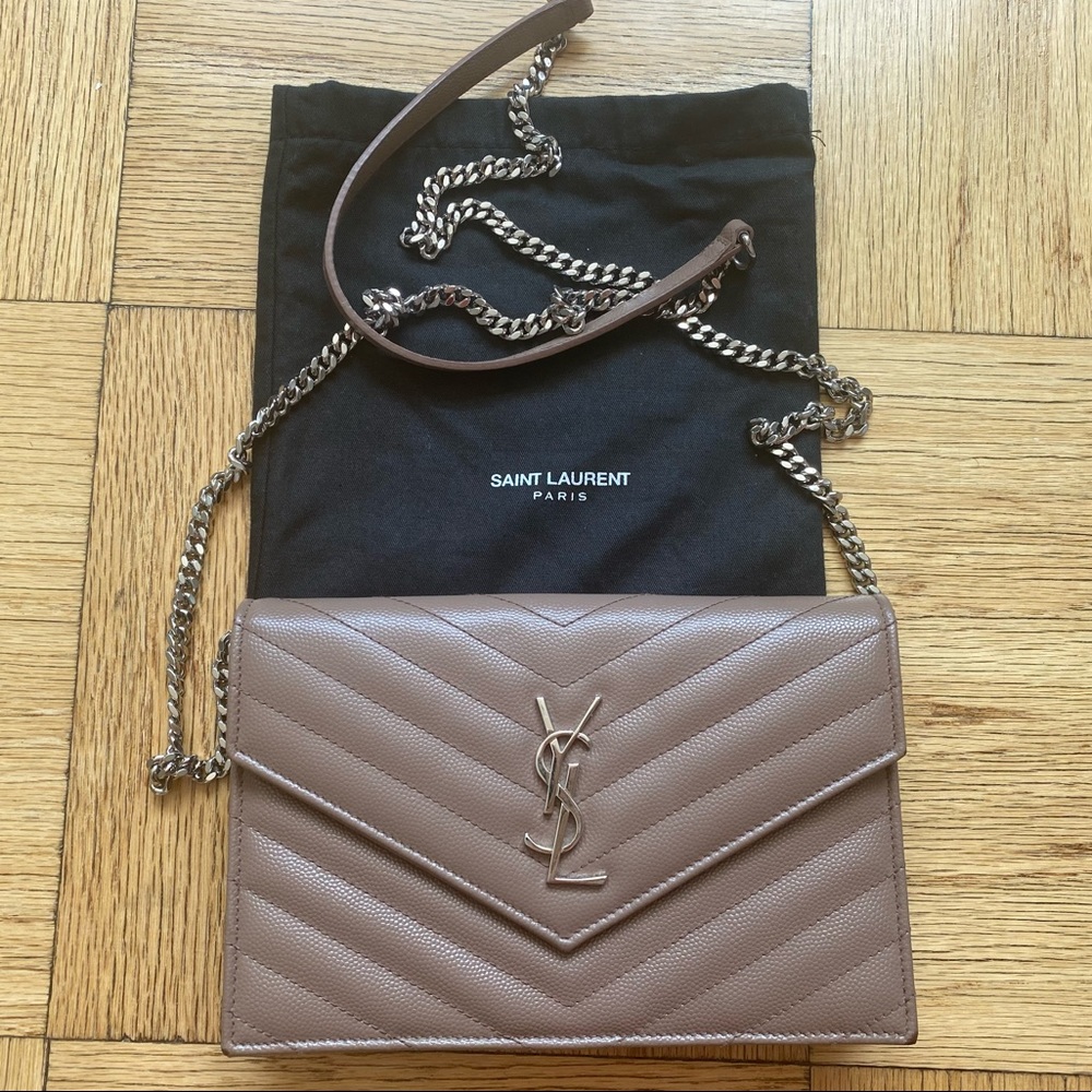 Saint Laurent Quilted Calfskin Wallet on Chain